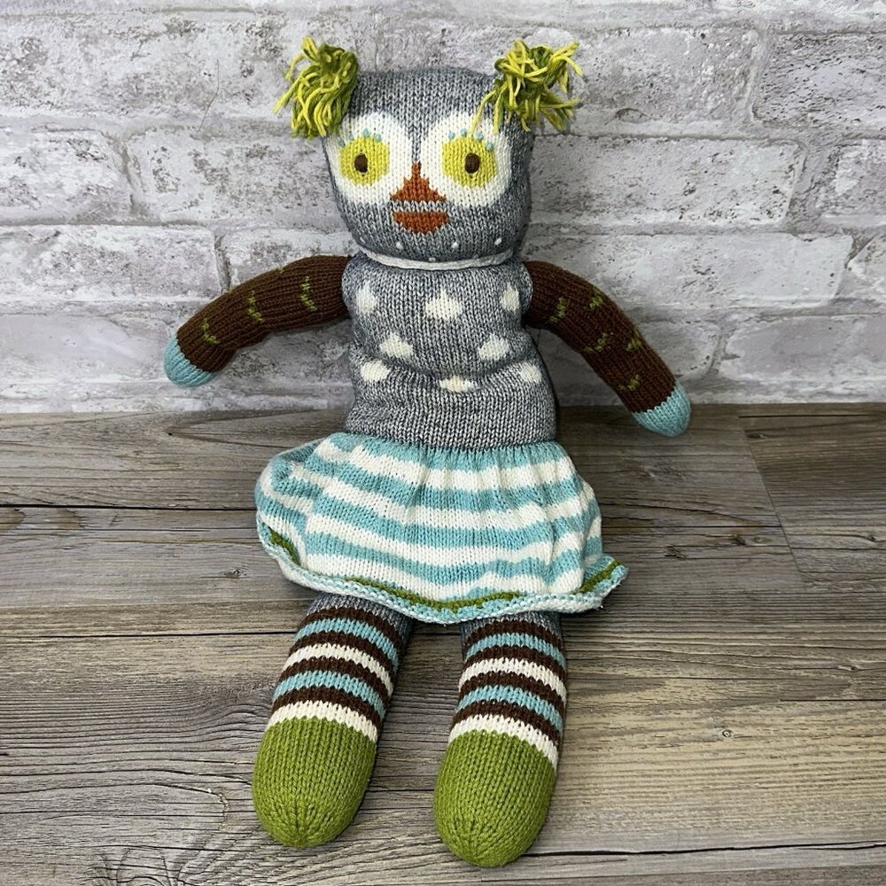 Blabla Knit Stuffed Plush Lovie Animal Prudence the Owl 18" # 3648